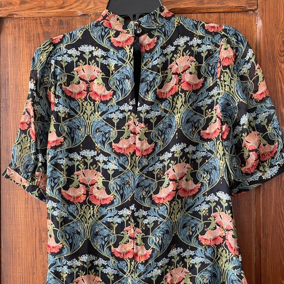 Anthropologie Meadow Rue Blue Pink Gold Top 0 - Picture 3 of 8